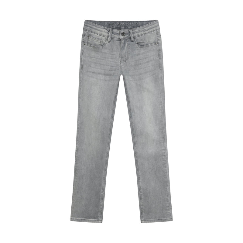 Jongens Straight Fit Grey Jeans van Indian Blue Jeans in de kleur Light Grey Denim in maat 176.