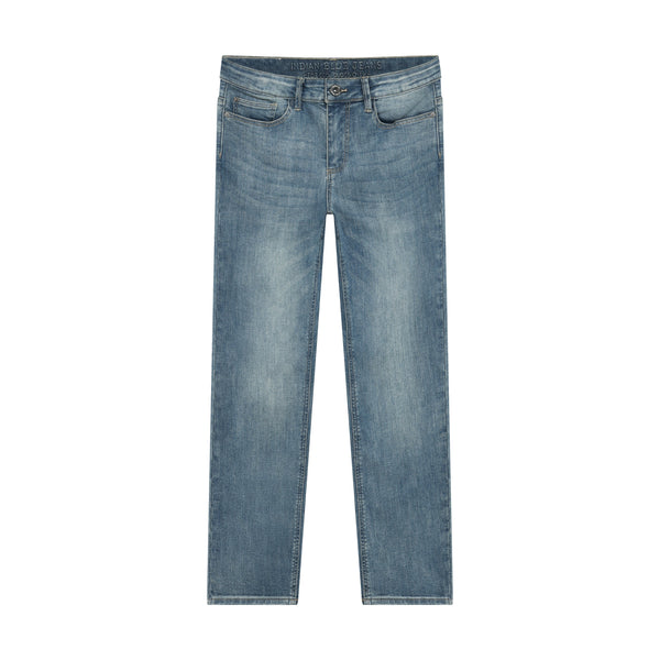 Jongens Wide Straight Fit Blue Jeans van Indian Blue Jeans in de kleur Used Medium Denim in maat 176.