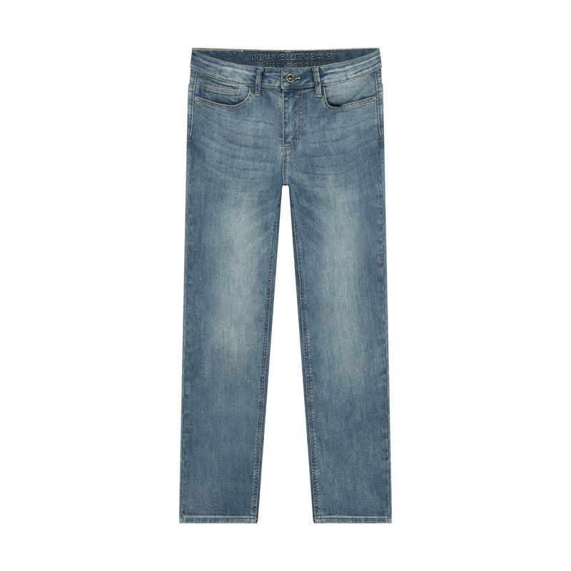Jongens Wide Straight Fit Blue Jeans van Indian Blue Jeans in de kleur Used Medium Denim in maat 176.