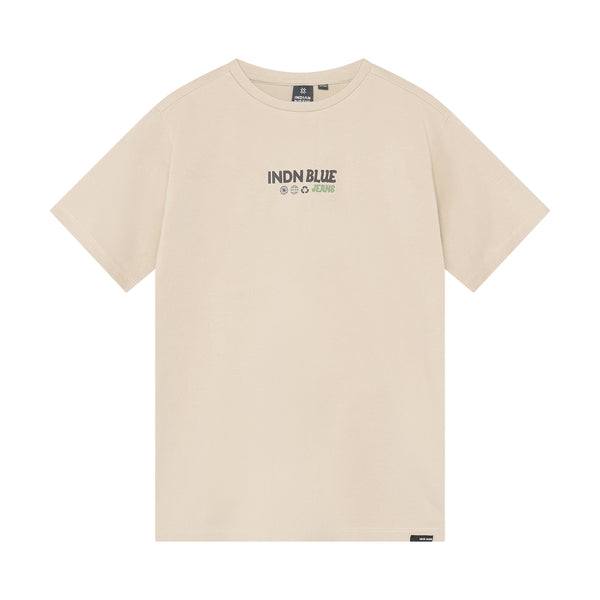 Jongens T-Shirt Indian Blue  van Indian Blue Jeans in de kleur Pale Sand  in maat 176.