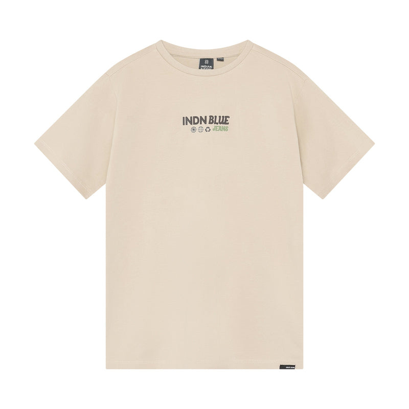 Jongens T-Shirt Indian Blue  van Indian Blue Jeans in de kleur Pale Sand  in maat 176.