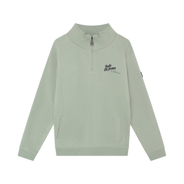 Jongens Zip Sweater INDN Brushed van Indian Blue Jeans in de kleur Dust Green  in maat 176.