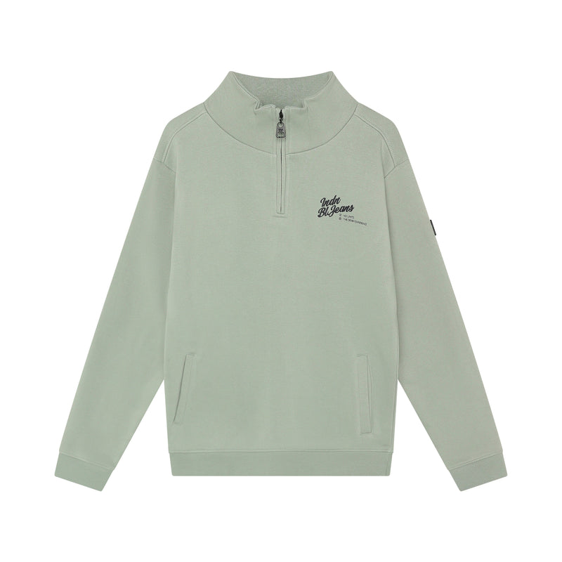 Jongens Zip Sweater INDN Brushed van Indian Blue Jeans in de kleur Dust Green  in maat 176.