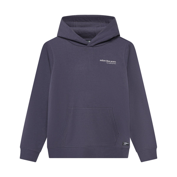 Jongens Hoodie Backprint Brushed van Indian Blue Jeans in de kleur Dusty Dark Purple in maat 176.