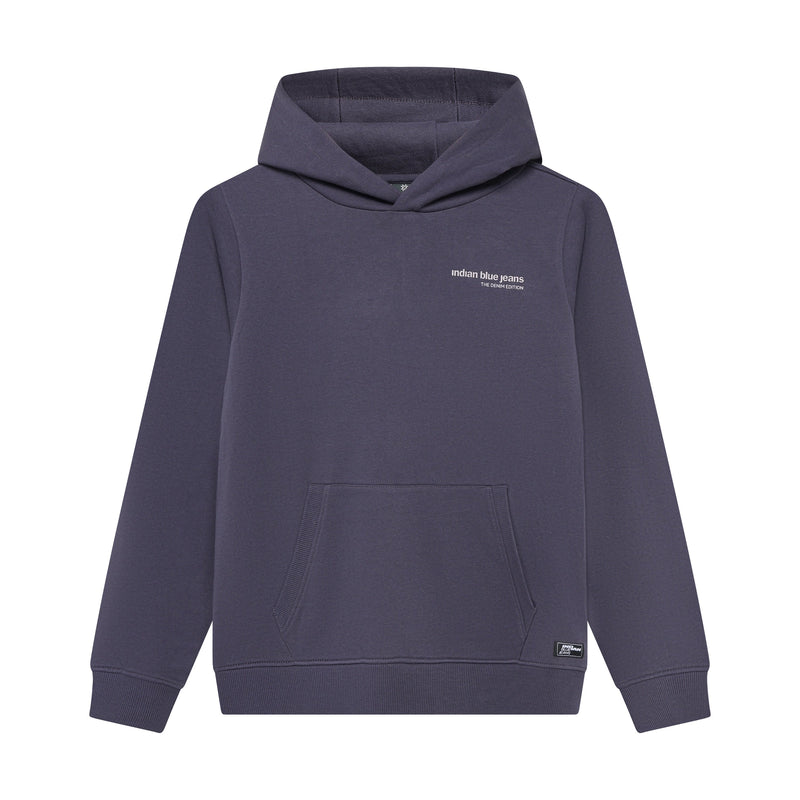 Jongens Hoodie Backprint Brushed van Indian Blue Jeans in de kleur Dusty Dark Purple in maat 176.