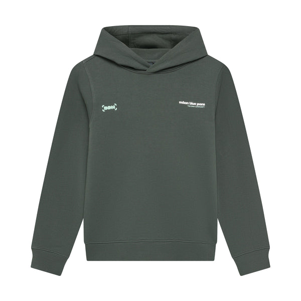 Jongens Hoodie Indian Brushed van Indian Blue Jeans in de kleur Dust Army in maat 176.