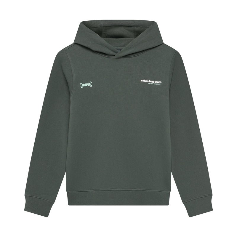 Jongens Hoodie Indian Brushed van Indian Blue Jeans in de kleur Dust Army in maat 176.