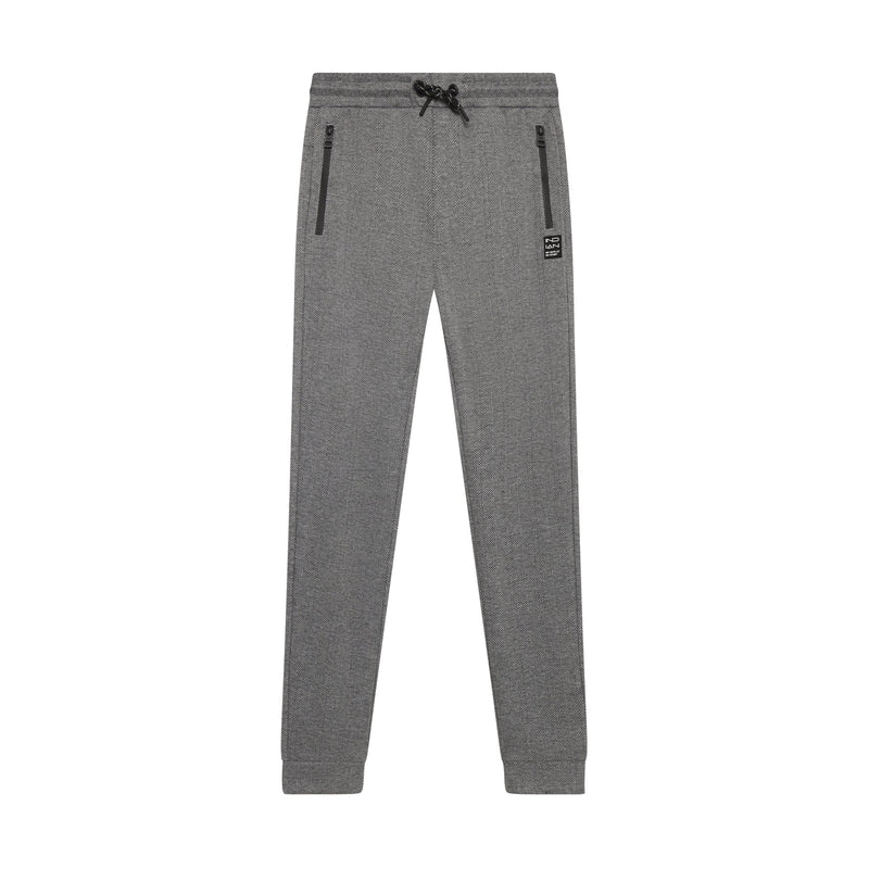 Jongens Jogpant Check Zip Pocket van Indian Blue Jeans in de kleur Mid Grey in maat 176.