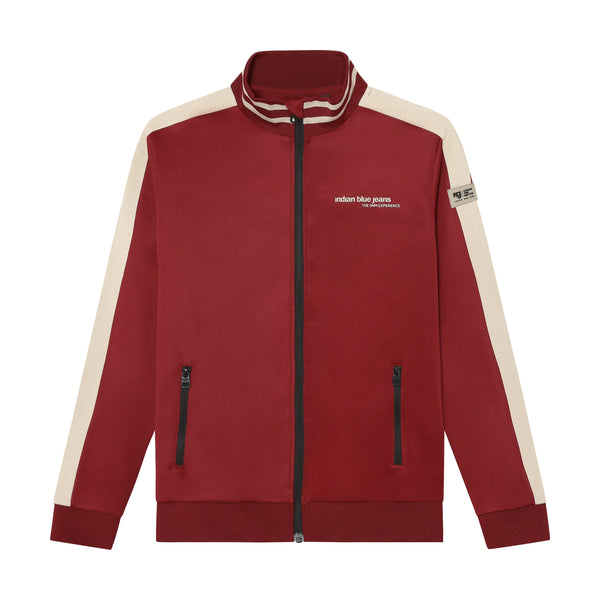 Jongens Zipper Jacket Contrast Sleeve van Indian Blue Jeans in de kleur Soft Bordeaux in maat 176.