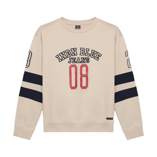 Jongens Loose Fit Sweat College INDN van Indian Blue Jeans in de kleur Pale Sand  in maat 176.