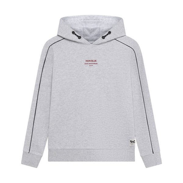 Jongens Hoodie Chest and Backprint van Indian Blue Jeans in de kleur Fresh Grey Melange in maat 176.
