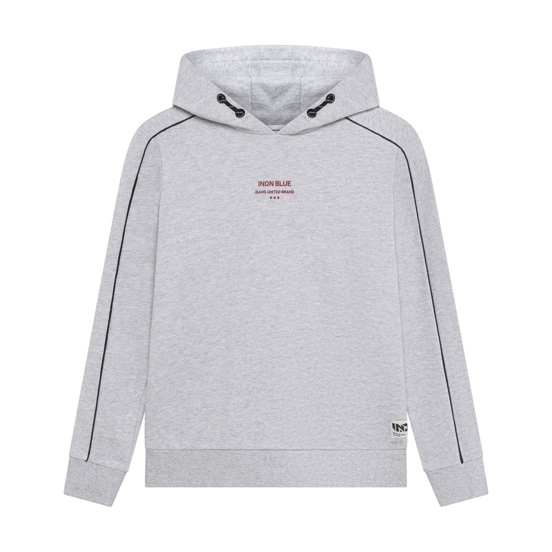 Jongens Hoodie Chest and Backprint van Indian Blue Jeans in de kleur Fresh Grey Melange in maat 176.