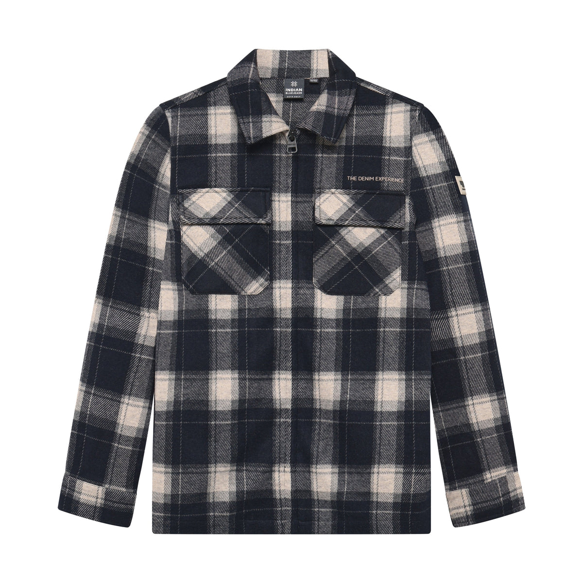 Indian Blue Jeans Shirt Jacket Zip Check