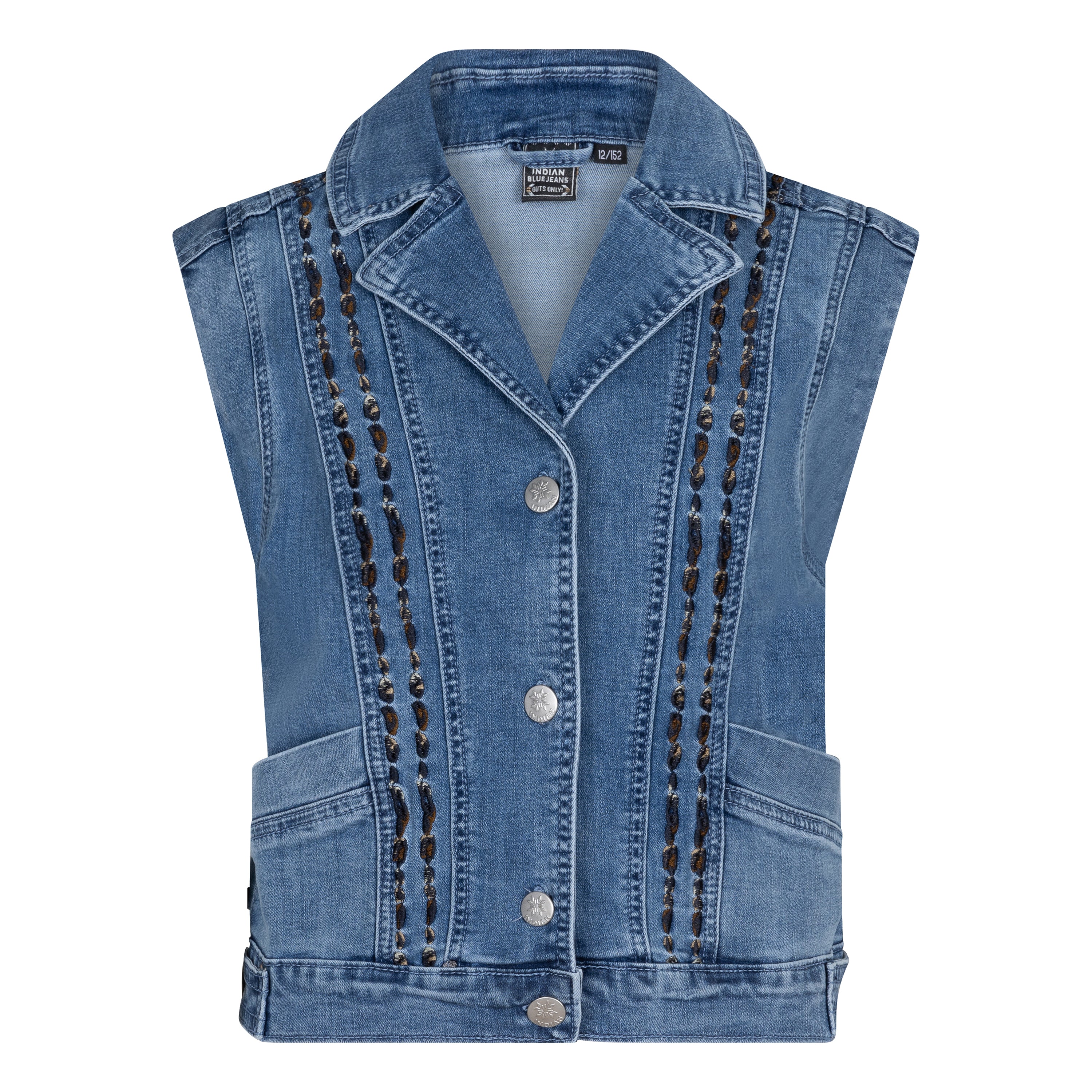 Indian Blue Jeans Denim  Gilet Embroidery