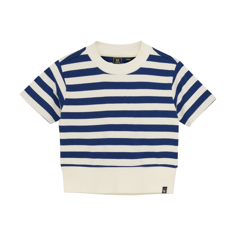 Indian Blue Jeans T-shirt Cropped Rib Striped