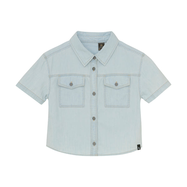 Indian Blue Jeans Bleached Cropped Denim Shirt