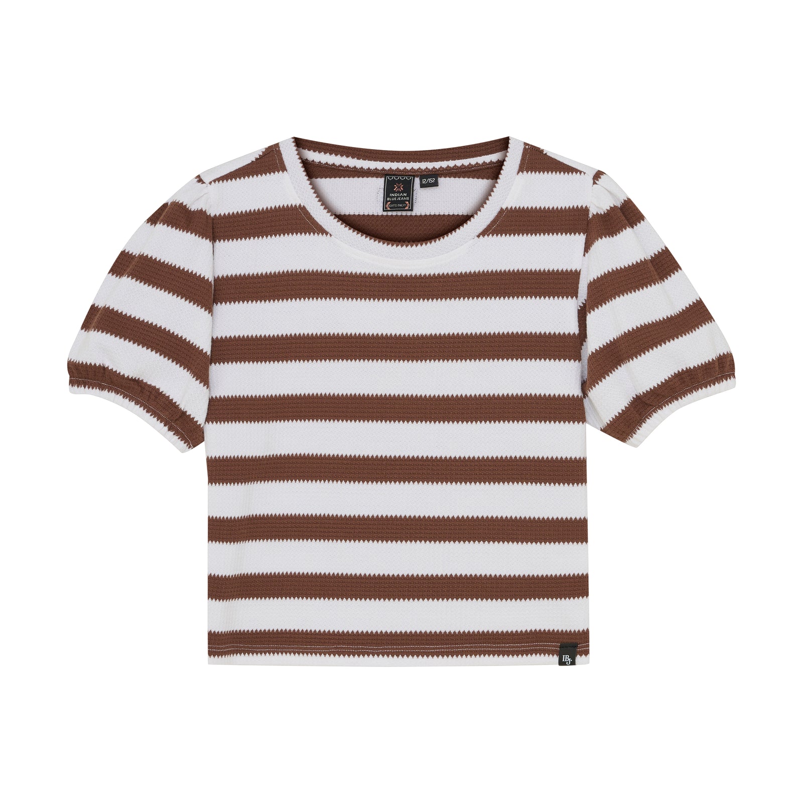 Indian Blue Jeans T-shirt Striped Puffed Sleeve