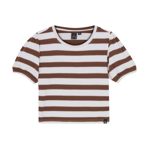 Indian Blue Jeans T-shirt Striped Puffed Sleeve