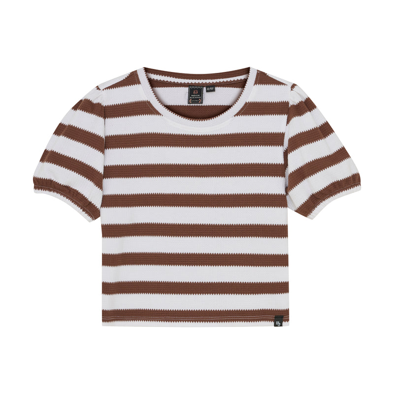 Indian Blue Jeans T-shirt Striped Puffed Sleeve