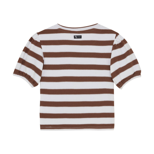 Indian Blue Jeans T-shirt Striped Puffed Sleeve