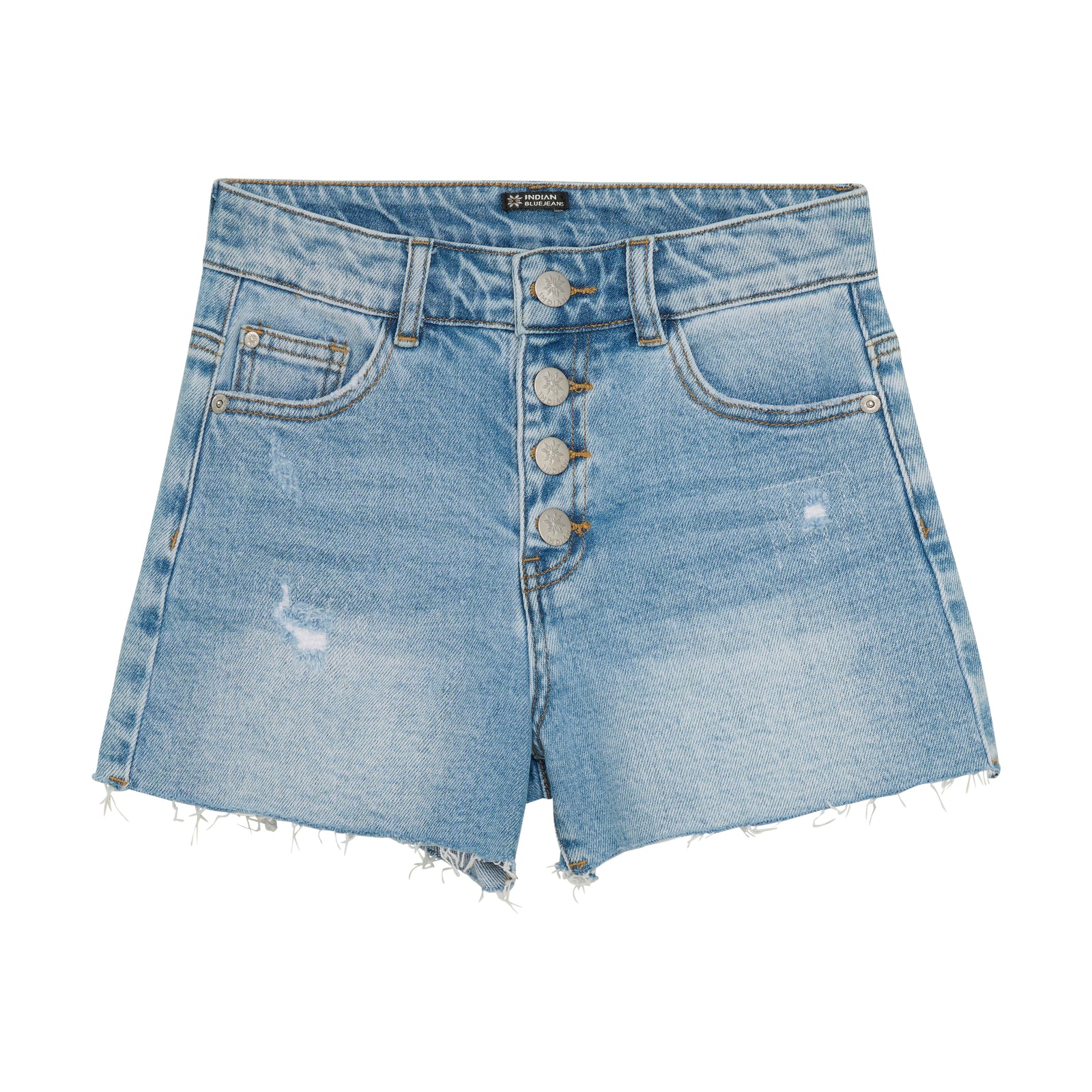 Indian Blue Jeans Wide Denim Shorts Damaged
