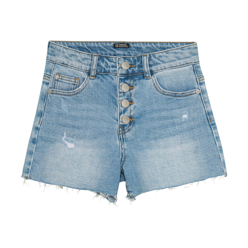 Indian Blue Jeans Wide Denim Shorts Damaged