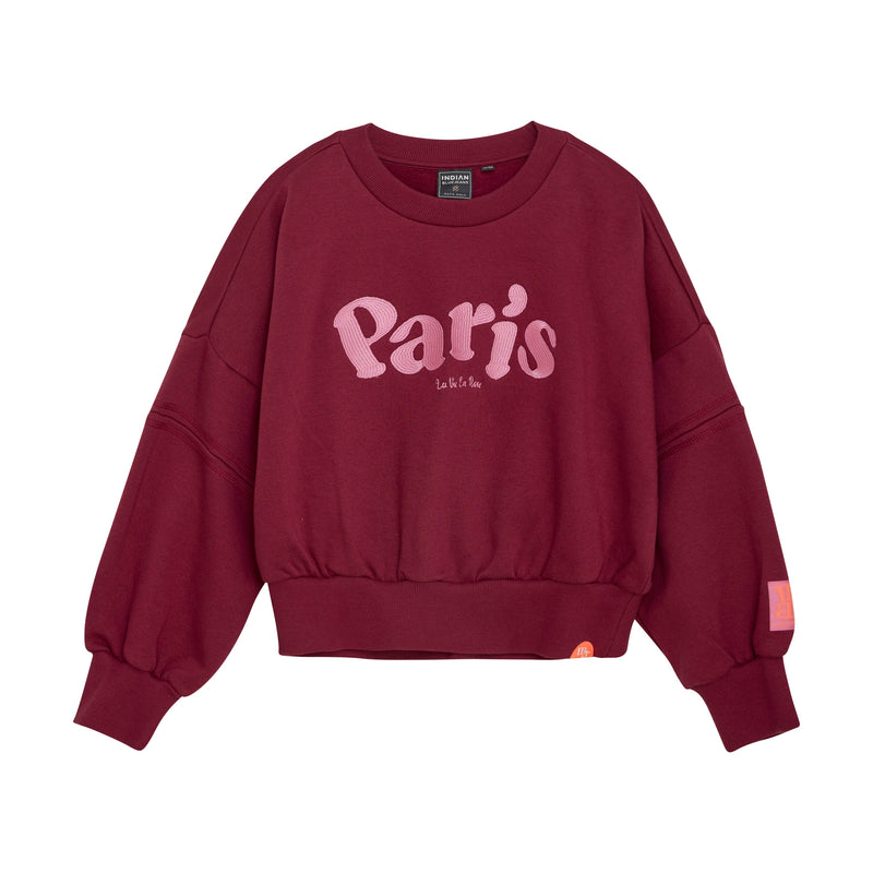 Meisjes Sweater Crochet van Indian Blue Jeans in de kleur Red Plum in maat 176.