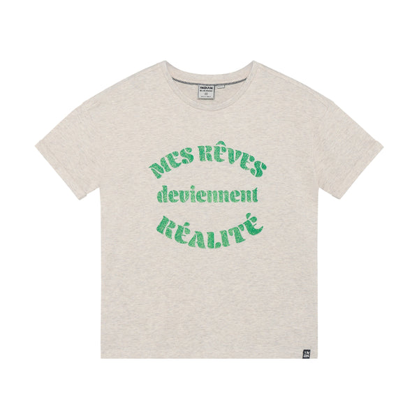 Meisjes T-shirt Wide Fit van Indian Blue Jeans in de kleur Light sand melange in maat 176.