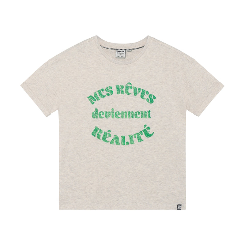 Meisjes T-shirt Wide Fit van Indian Blue Jeans in de kleur Light sand melange in maat 176.