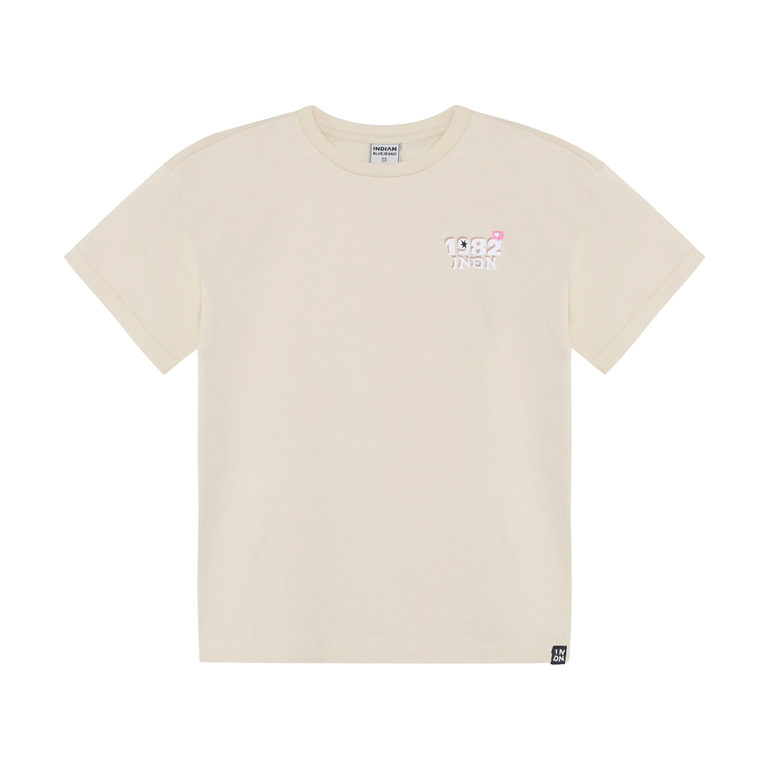 Meisjes T-shirt Festival  van Indian Blue Jeans in de kleur Sandshell in maat 176.