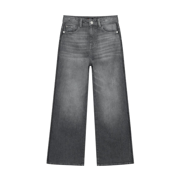 Meisjes Extra Wide Fit Grey  van Indian Blue Jeans in de kleur Dark Grey Denim in maat 176.