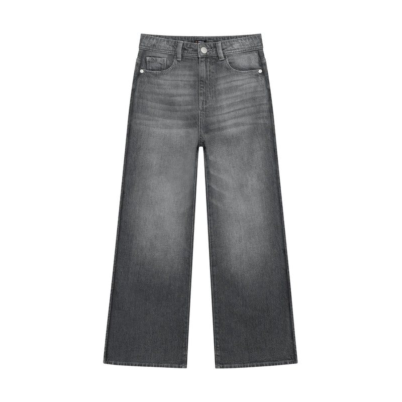 Meisjes Extra Wide Fit Grey  van Indian Blue Jeans in de kleur Dark Grey Denim in maat 176.