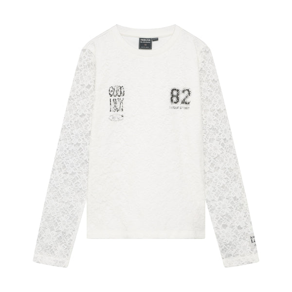 Meisjes Longsleeve Lace  van Indian Blue Jeans in de kleur Cloud in maat 176.