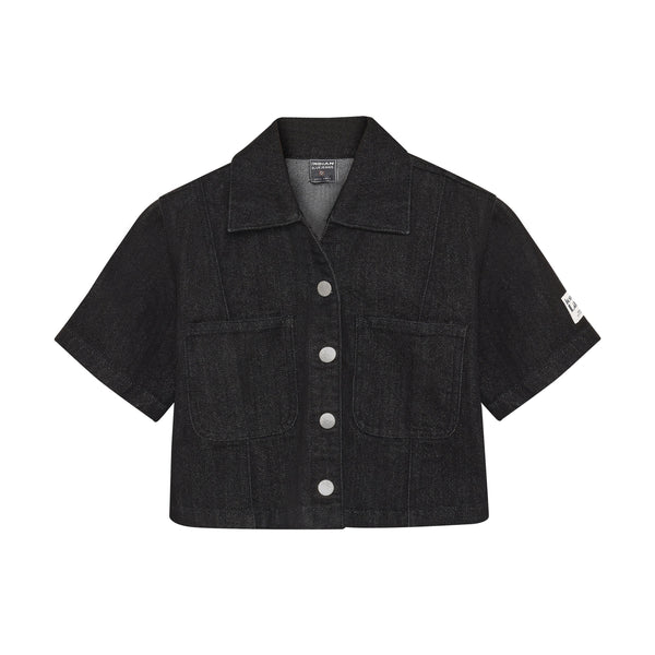 Meisjes Shirt Denim  van Indian Blue Jeans in de kleur Black Denim in maat 176.