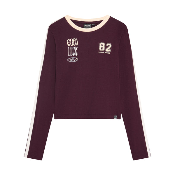 Meisjes Longsleeve Cropped  van Indian Blue Jeans in de kleur Fig in maat 176.