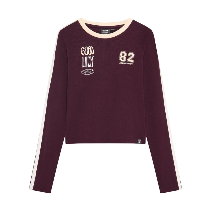 Meisjes Longsleeve Cropped  van Indian Blue Jeans in de kleur Fig in maat 176.