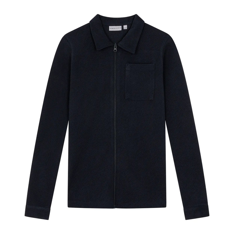 Jongens Overshirt with zip closure Owen van Ambique in de kleur Navy in maat 182-188.