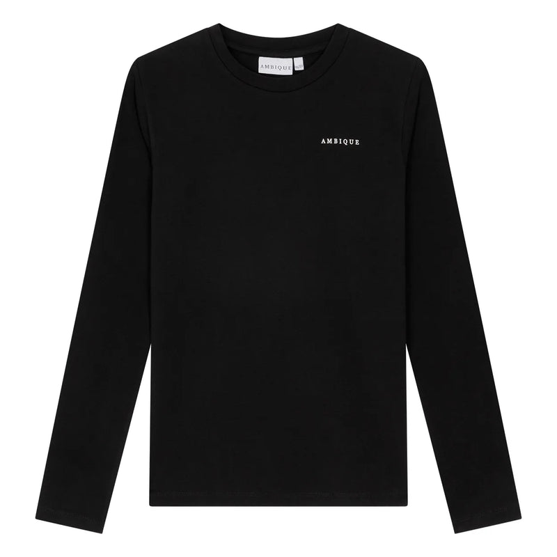 Jongens Tshirt LS Logan van Ambique in de kleur Black in maat 182-188.