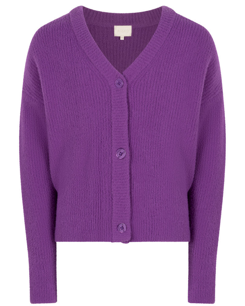 Ai & Ko Knitted Cardigan Binthy Fringe Plum - Bubbles & Bo