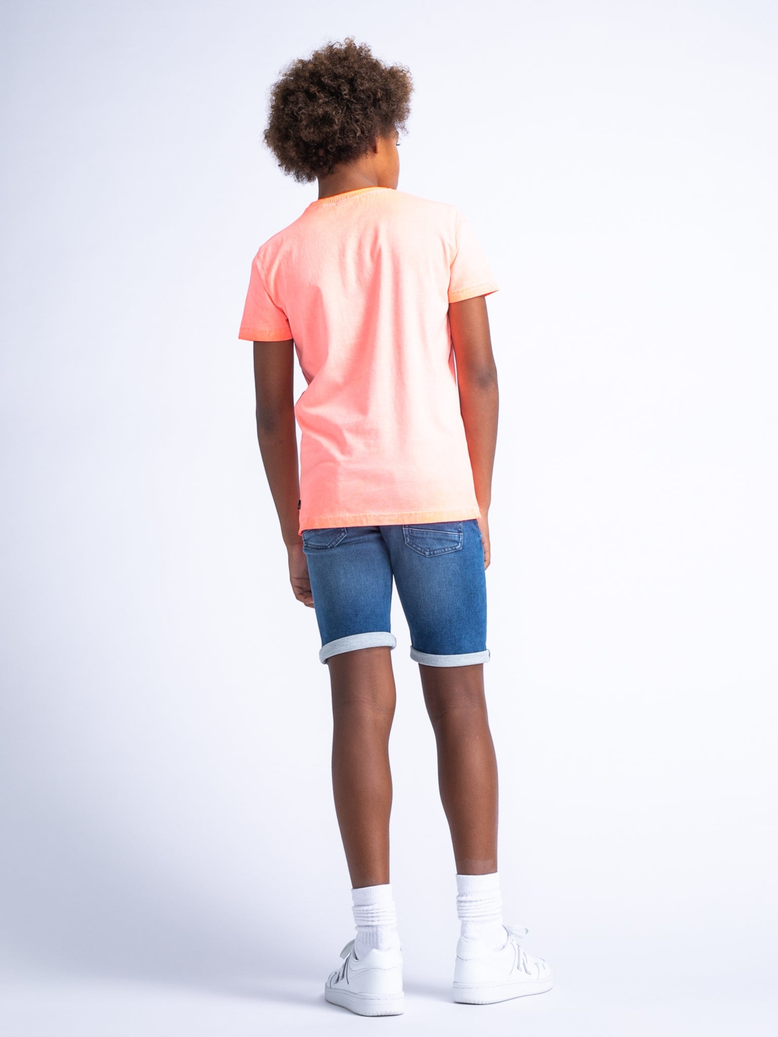 Jongens Boys Denim Short Jackson Slim Fit van Petrol in de kleur Light used in maat 176.