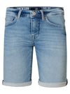 Jongens Boys Denim Short Jackson Slim Fit van Petrol in de kleur Light stone in maat 176.