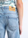 Jongens Boys Denim Short Jackson Slim Fit van Petrol in de kleur Light stone in maat 176.