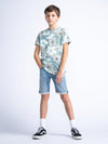 Jongens Boys Denim Short Jackson Slim Fit van Petrol in de kleur Light stone in maat 176.