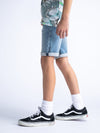 Jongens Boys Denim Short Jackson Slim Fit van Petrol in de kleur Light stone in maat 176.