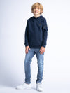 Jongens Boys Sweater Hooded van Petrol in de kleur Navy Blue in maat 176.