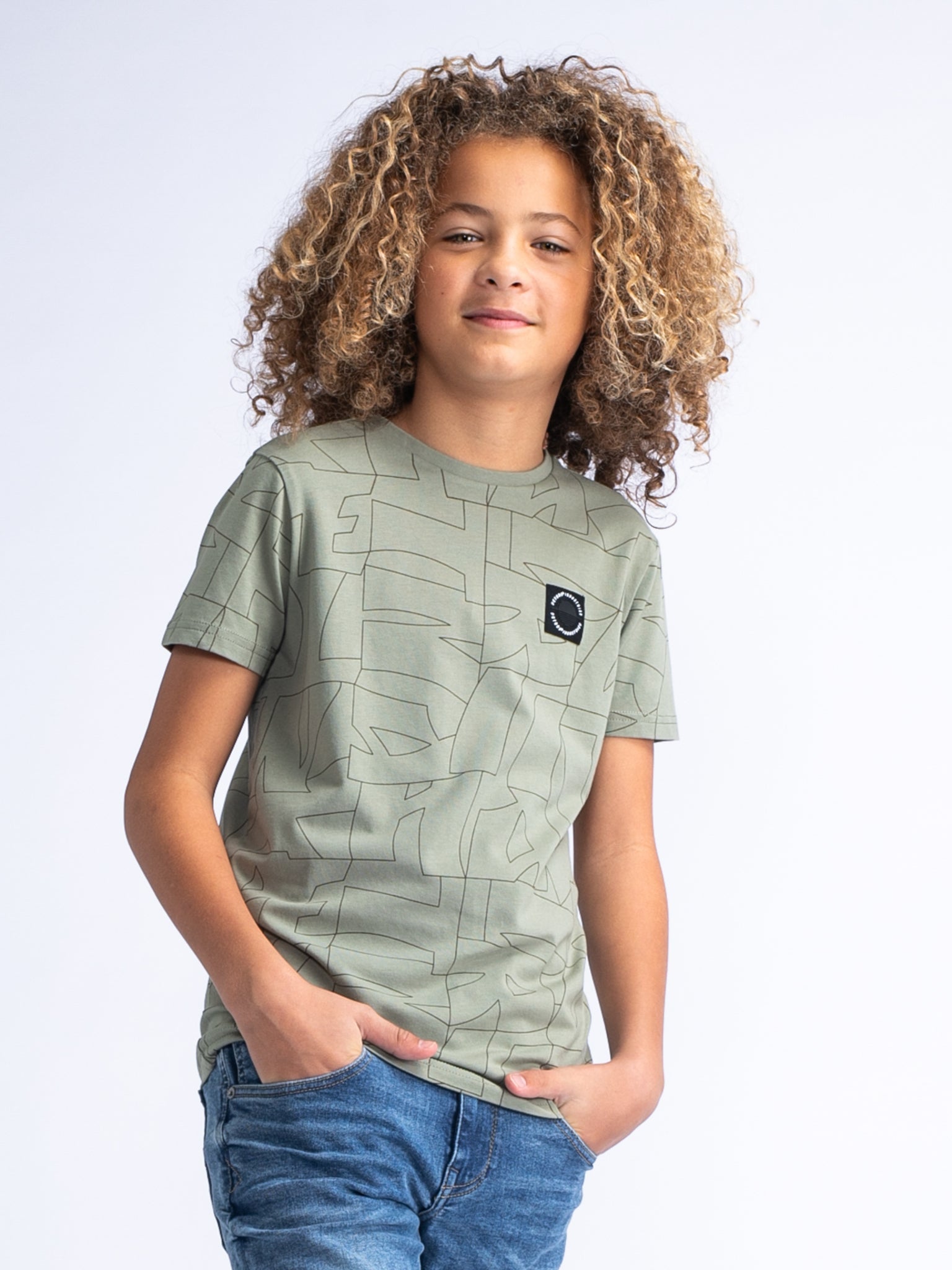 Jongens Boys T-Shirt SS AOP van Petrol in de kleur Sage Green in maat 176.