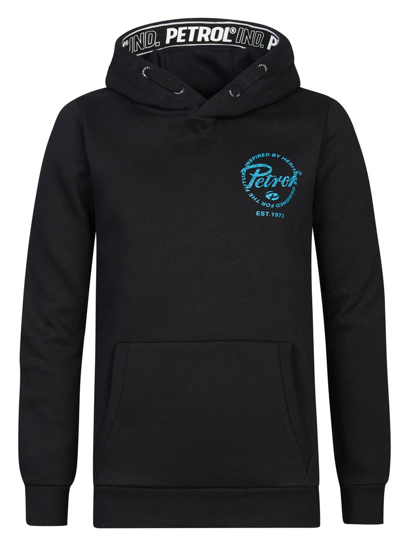 Jongens Sweater Hooded Zip van Petrol in de kleur Dark Black in maat 164.