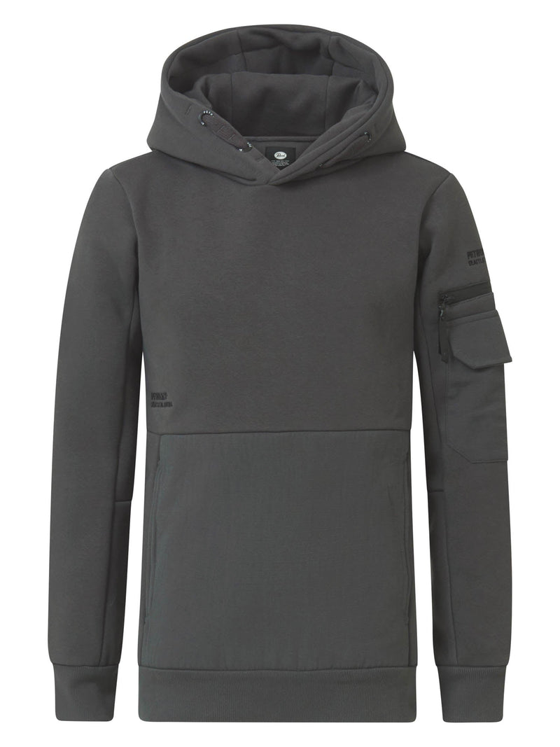 Jongens Sweater Hooded van Petrol in de kleur Metal Grey in maat 164.