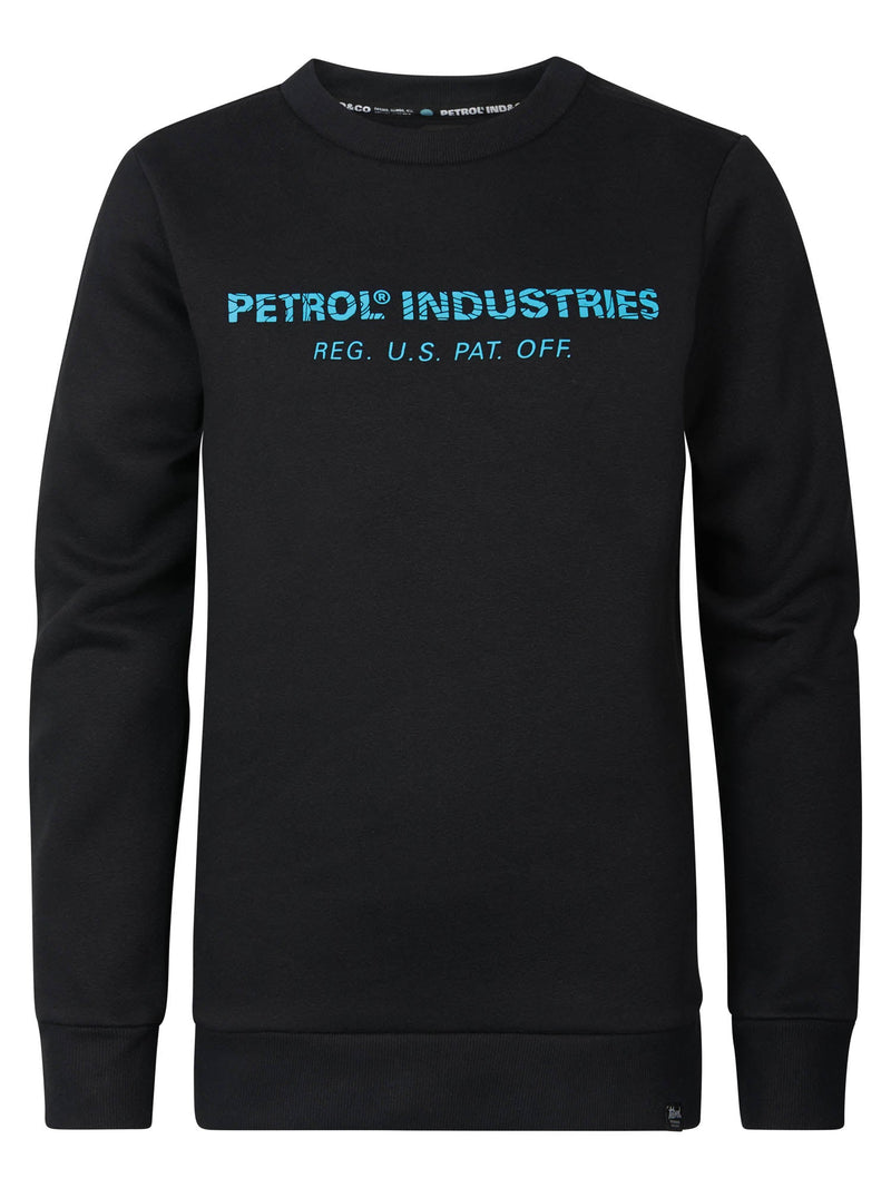 Jongens Sweater Round Neck van Petrol in de kleur Dark Black in maat 164.