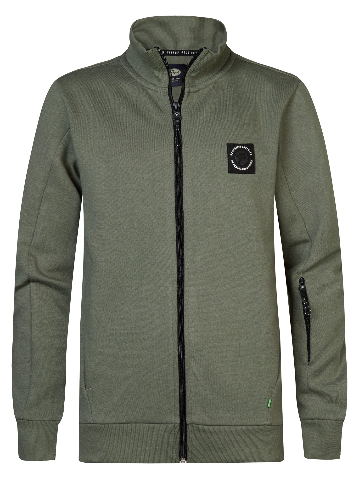 Jongens Boys Sweater Collar Zip van Petrol in de kleur Dark Sage in maat 176.